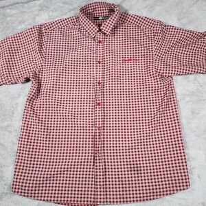 Southpole‎ Shirt Mens 2XL Red Black Plaid Short Sleeve Button Up Embroidered